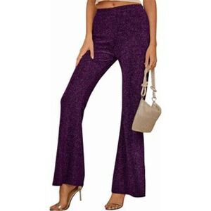 JOOSTRICOT Sparkly Metallic Thread Knit Flare Hippie/70's Pants Feminine Size S